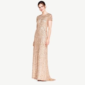 Adrianna Papell: Scoop Back Sequin Gown (Champagne/Gold)